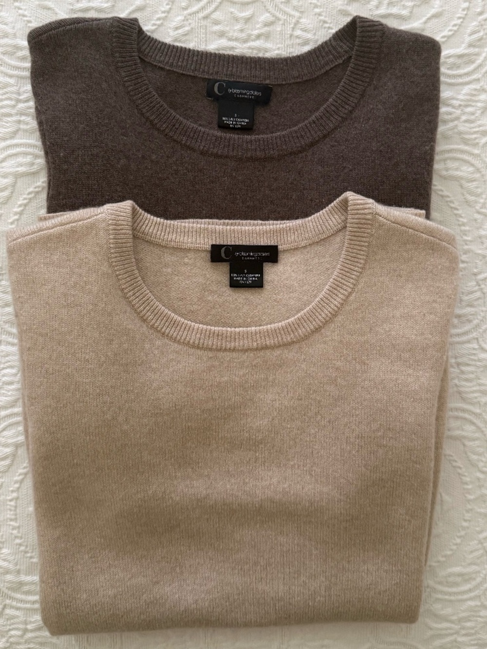 C by Bloomingdales 100% Cashmere Crewneck Sweaters Bundle of 2 Size Small